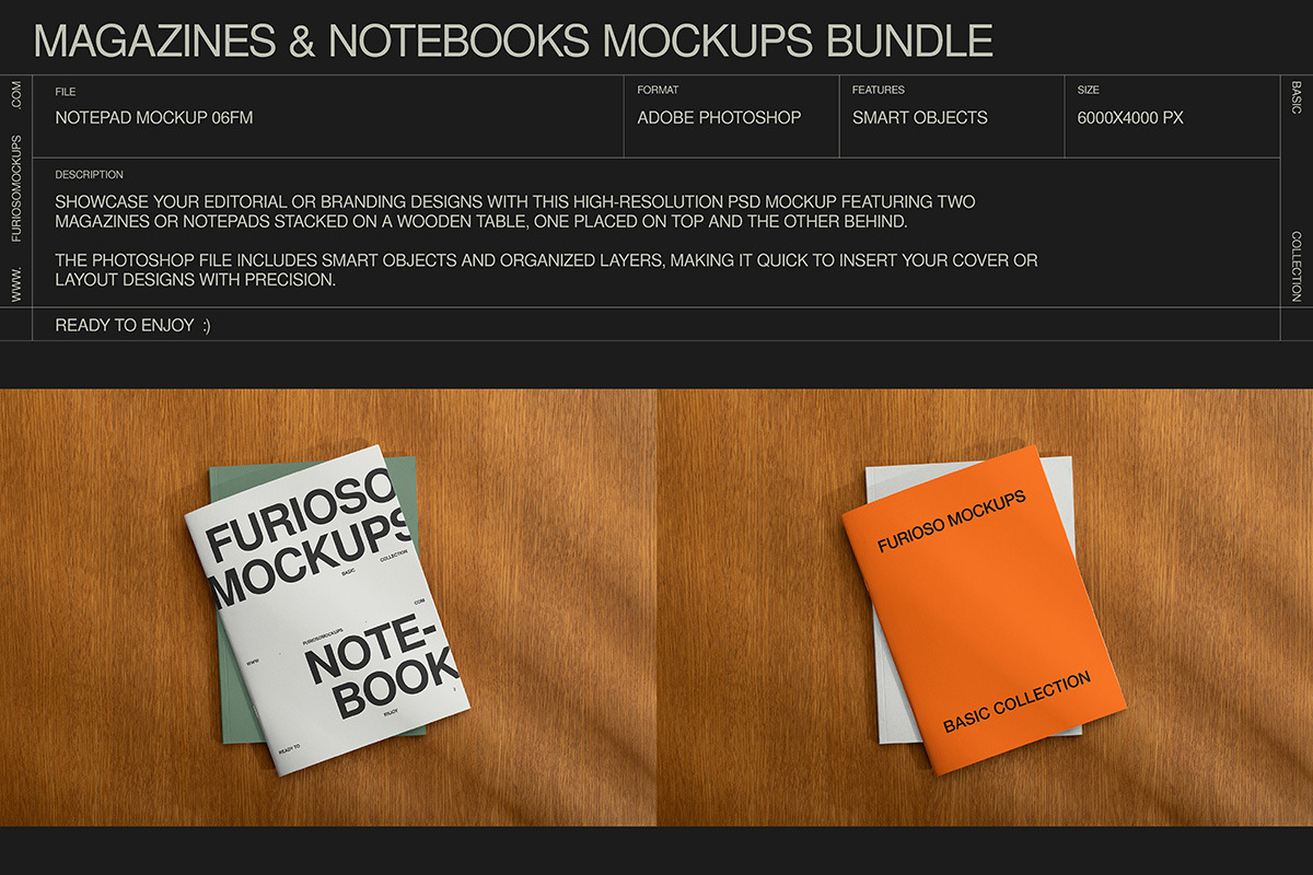 Magazines & Notebooks Mockup Bundle, a Books & Magazine Mockup by FURIOSO mockups (Photo 10 of 14)