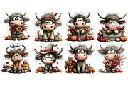 Fall Highland Cow PNG Clipart Bundle, an Animal Illustration by Nicolle's Colorful Art (Thumbnail 5 of 5)