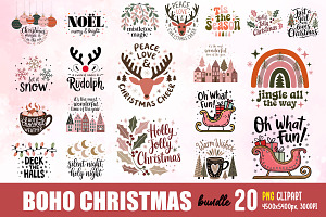 Boho Christmas Sublimation Bundle, an Object Graphic by GlitterCraft
