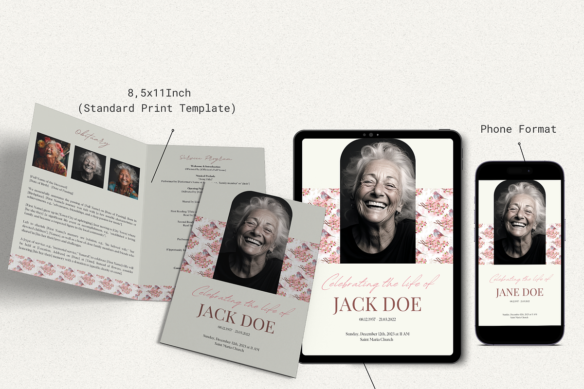 Funeral Program Template Set I Canva, an Invitation Template by The Social Stuff (Photo 4 of 10)