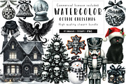 Watercolor Gothic Christmas Clipart, an Illustration by CreationArt (Thumbnail 1 of 7)
