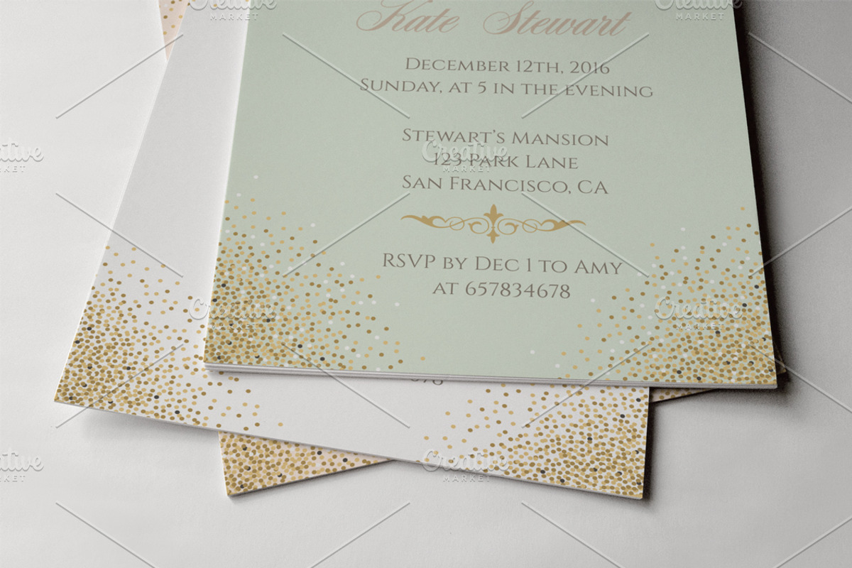 Gold glitter invitation templates, an Invitation Template by annago (Photo 3 of 3)