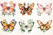 Floral Butterfly Clipart, an Illustration by Libby Wishes (Thumbnail 2 of 7)