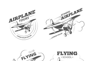 Vintage airplane or aircraft logos, an Education Illustration by Microvector