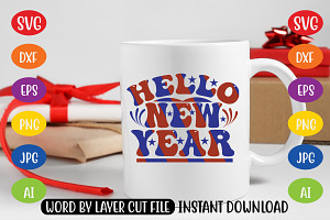 Hello New Year Retro Design