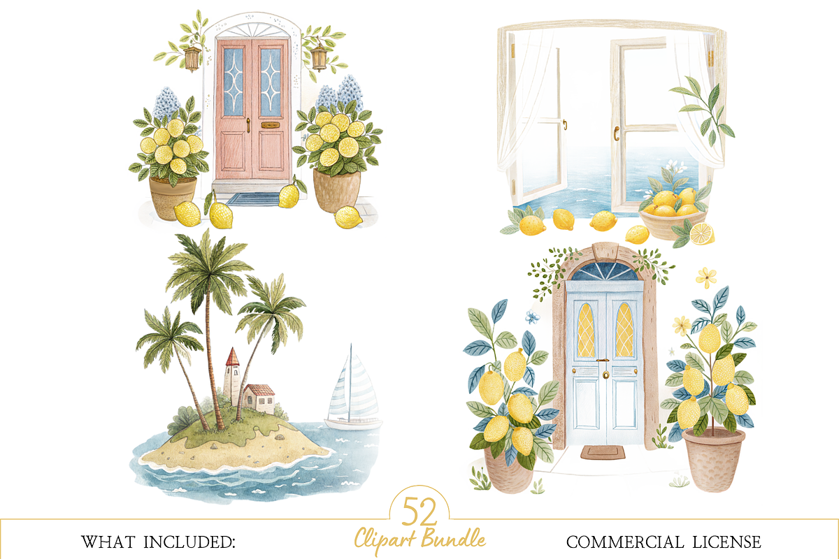 Watercolor Citrus Wedding Clipart, an Illustration by MockupWizard (Photo 4 of 7)