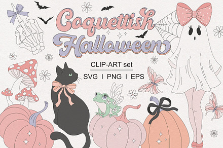 Coquette Halloween clipart set, an Object Graphic by @olga.angelloz