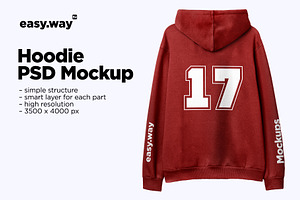 Hooded Sweatshirt Back PSD Mockup