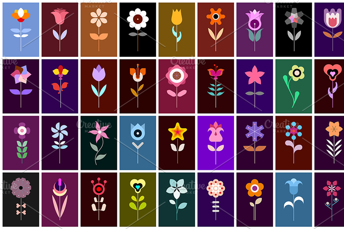 Flower Vector Icon Set, a Solid Icon by danjazzia (Photo 2 of 2)