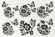 Butterfly Flower Silhouette, a Decorative Illustration by DENIDigitalArtSudio (Thumbnail 2 of 4)