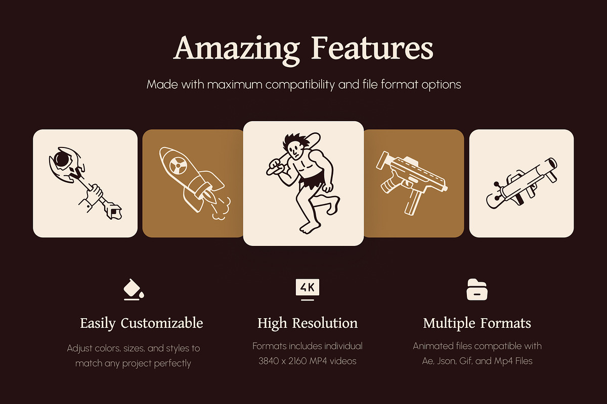 Animated Weapon Drawing Art Set, an Outline Icon by Vectors Market (Photo 2 of 5)