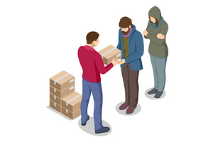Isometric Homeless needing help, a Person Illustration by Golden Sikorka