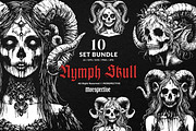 10 Bundle Dark Art Nymph Girl Fairy, an Illustration by Morspective (Thumbnail 1 of 7)