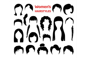 Set of fashionable haircuts and