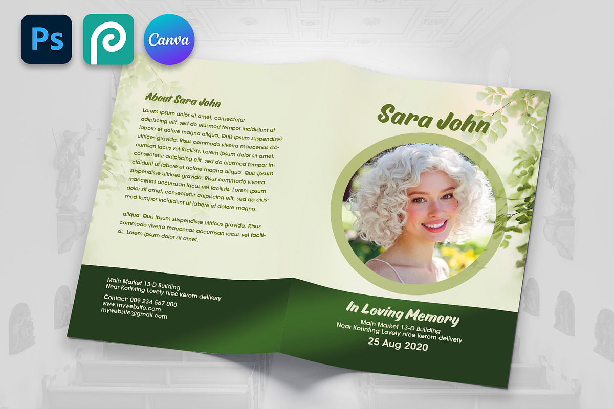 Bifold Funeral Program Brochure, a Brochure Template by Psd Templates (Photo 3 of 3)