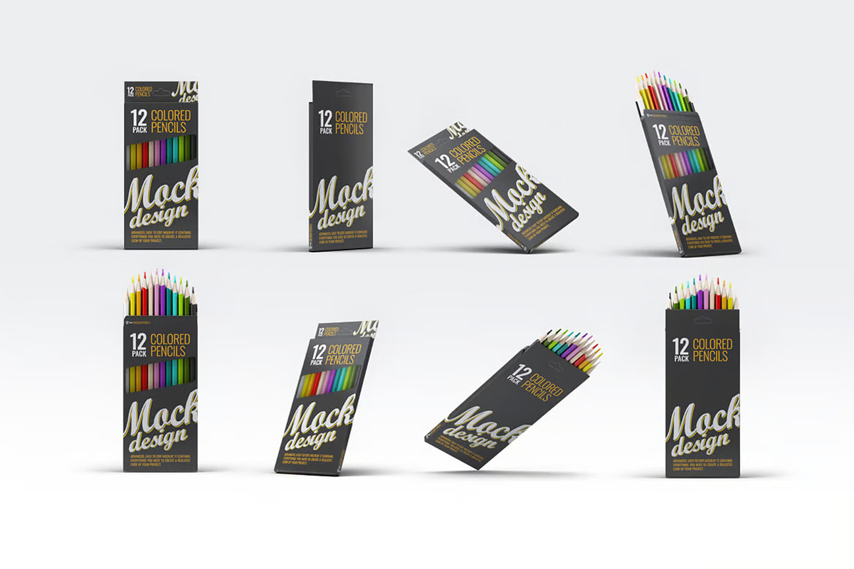 Colored Pencils 12 Pack Mock-Up, a Pens & Pencil Mockup by Se٧enStudio (Photo 1 of 7)