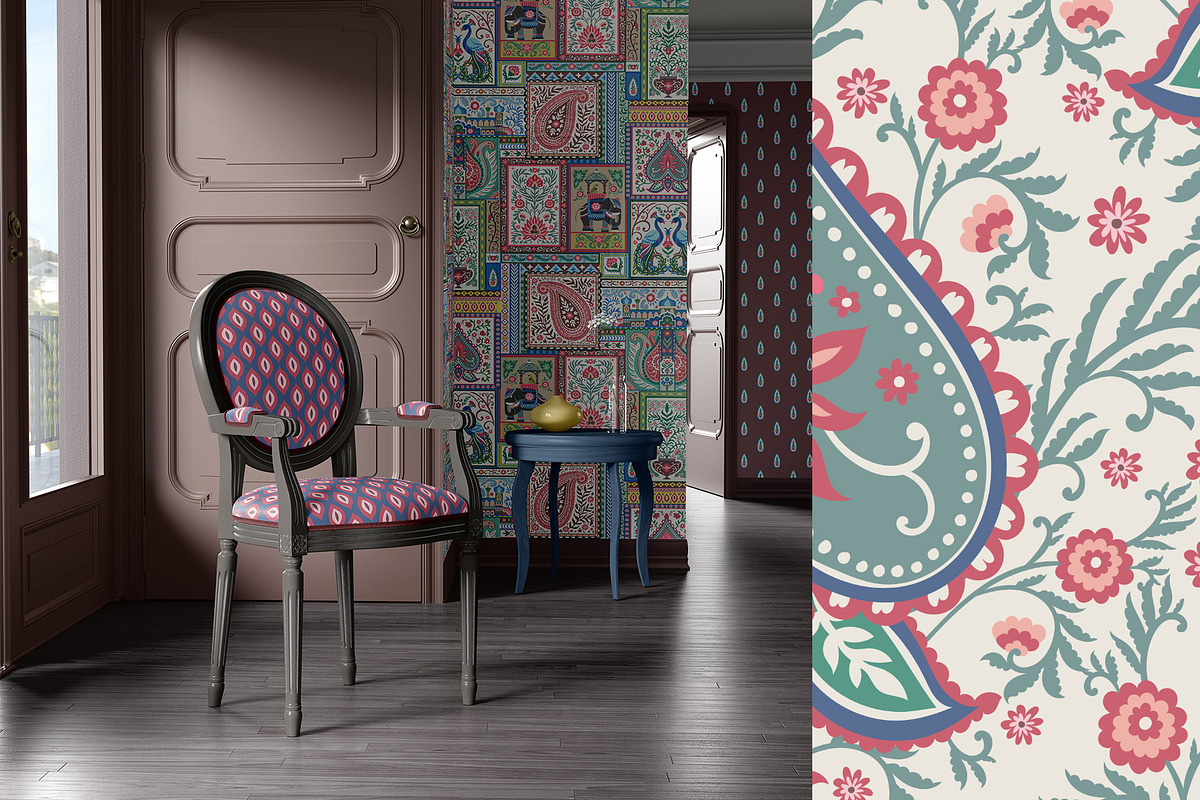 Vintage Paisley Block Print Patterns, a Pattern Graphic by Sonulkaster (Photo 5 of 10)