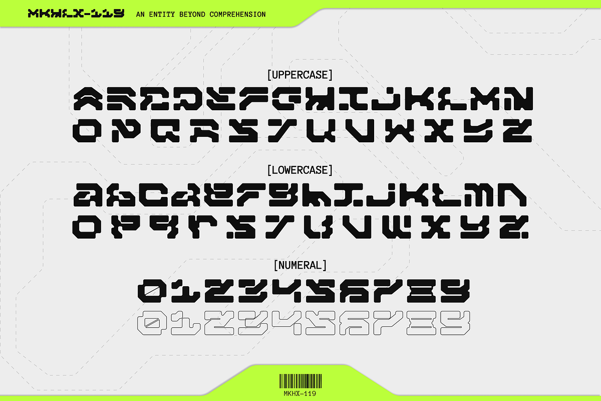 Makhlux 119 - Futuristic Typeface, a Sans Serif Font by Pengedar Seni (Photo 7 of 11)