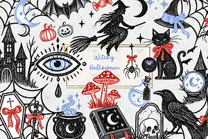 Witchy Halloween Whimsical Clipart