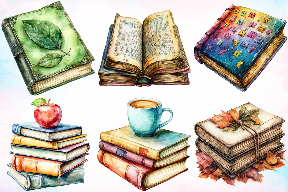 Watercolor Back to School Books PNG, a Seasonal Illustration by Canvas Craft (Photo 3 of 3)