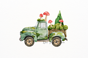 Watercolor Truck Clipart, an Object Illustration by New-School-Wave (Thumbnail 4 of 5)