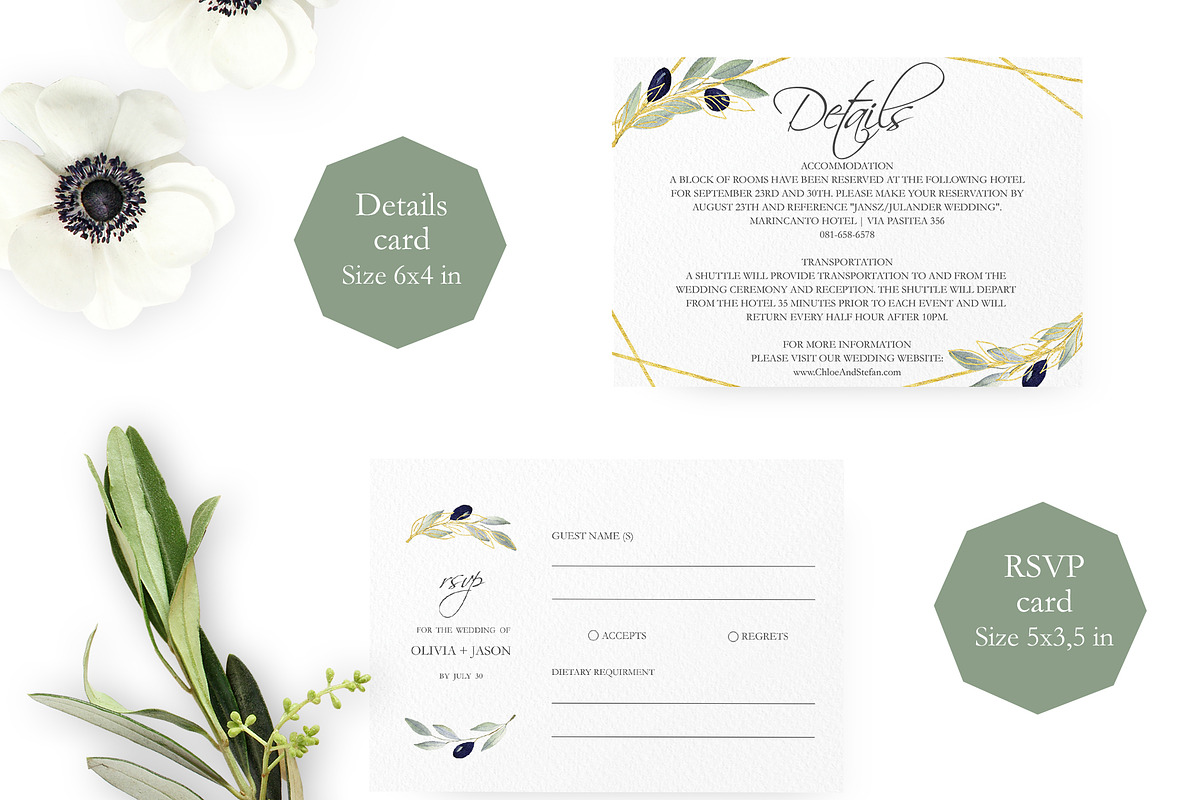 Greenery Wedding Invitation Suite, an Invitation Template by SunRayArtDesigns (Photo 3 of 14)