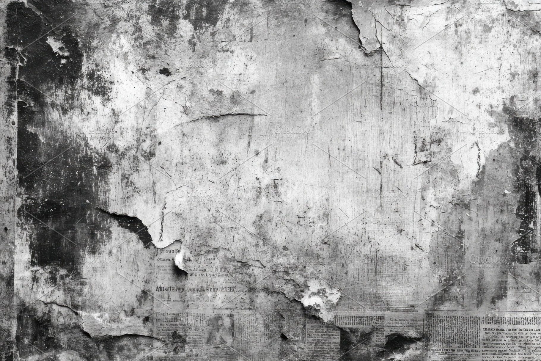 Weathered Wall with Old Newspaper Fr, a Photo by Pixeness Studio