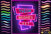 Neon brush procreate 40 brushes, a Brush Add-On by Elenbushe (Thumbnail 1 of 5)