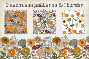 Set Of SVG & PNG Retro Daisies