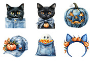 Watercolor Denim Halloween Set PNG, an Illustration by SinaCreation (Thumbnail 3 of 7)