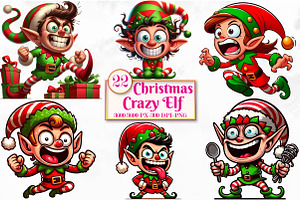 Christmas Crazy Elf PNG Clipart, a Seasonal Illustration by Craft Nest