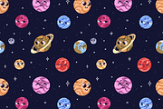 Cute planets set + seamless patterns, an Object Illustration by PaperTrident (Thumbnail 3 of 3)