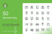 50 Women Day Green & Black Icons, an Icon by IconBunny (Thumbnail 1 of 2)