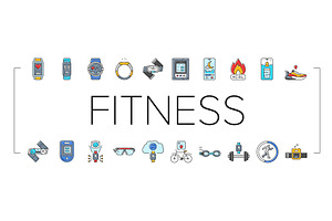 wearable fitness technology icons, a Technology Illustration by pikepicture