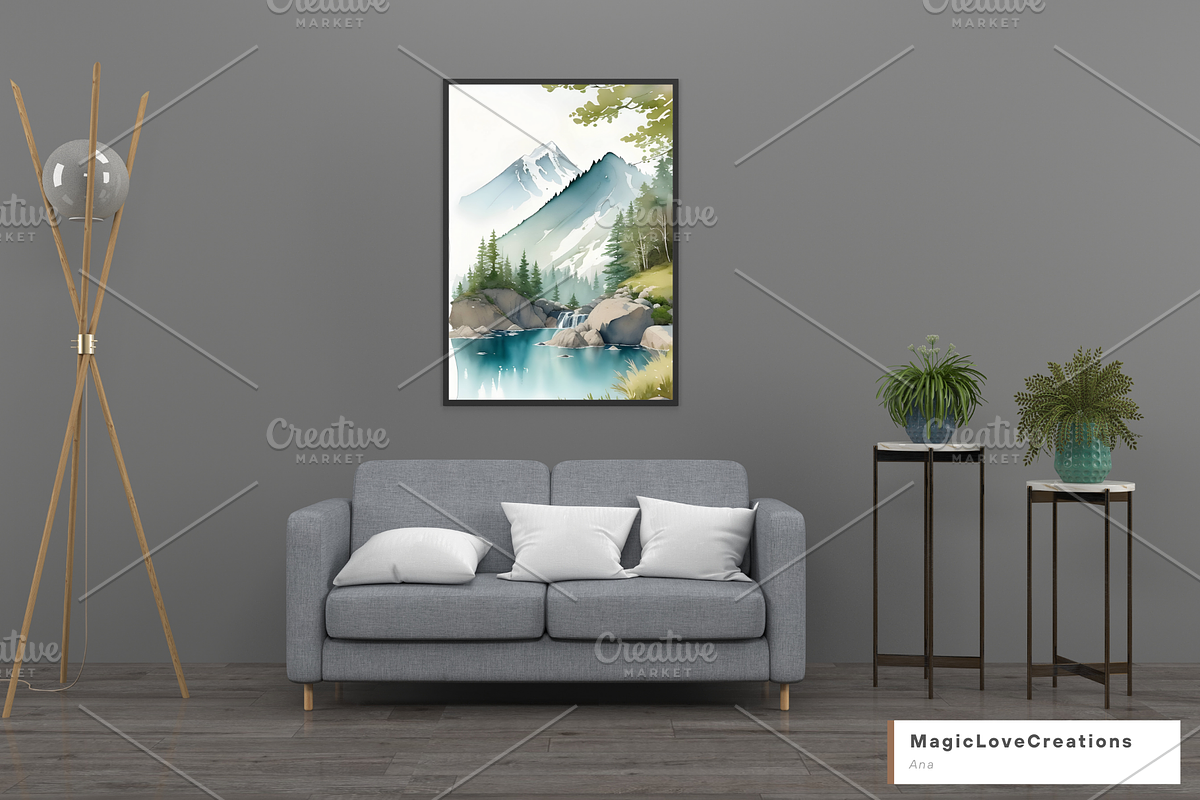 Watercolor Mountain Print Wall Decor, a Poster Template by MagicLove Creations (Photo 5 of 8)