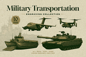 Military Transportation Engraving, a Transportation Illustration by Kaizla03