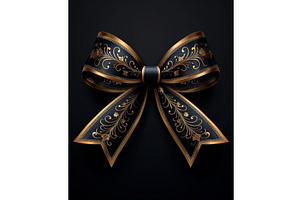 Elegant Black And Gold Ribbon Bow