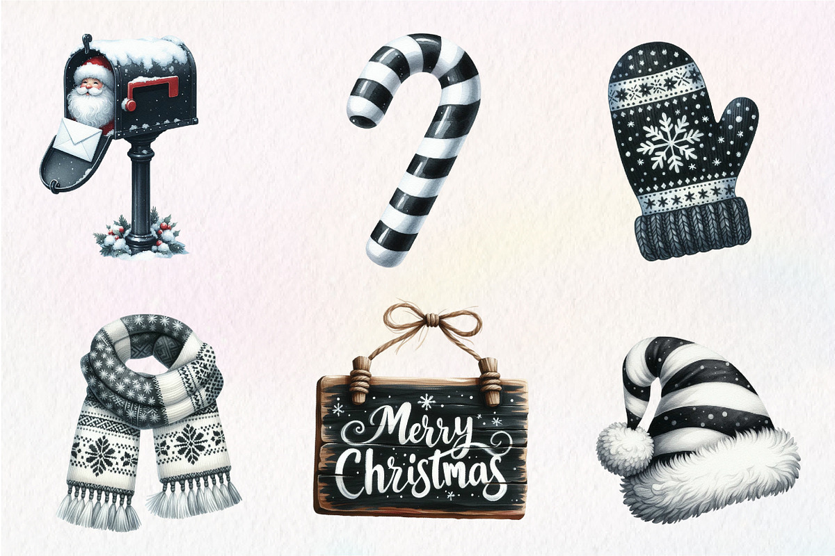 Black and White Christmas Clipart, an Illustration by CreationArt (Photo 5 of 5)