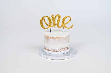 White Frosted Cake Gold Glitter ONE