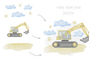 Construction Trucks watercolor set, a Transportation Illustration by Alisles (Thumbnail 5 of 16)