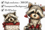 Valentine's Whimsical Raccoon Clipar, an Illustration by Libby Wishes (Thumbnail 6 of 7)
