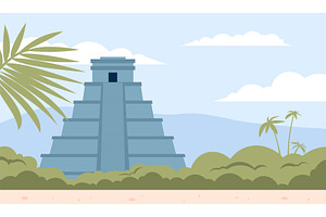 Maya pyramid. Flat ancient, an Object Illustration by LadadikArt