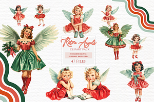 Retro Christmas Angel Clipart