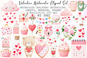 Valentine Watercolor Clipart Set, an Illustration by Sublimation Artist (Thumbnail 1 of 6)