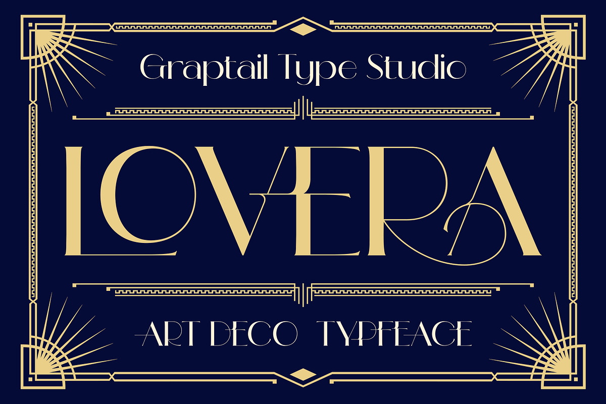 Lovera - Art Deco Typeface, a Sans Serif Font by Graptail (Photo 1 of 12)