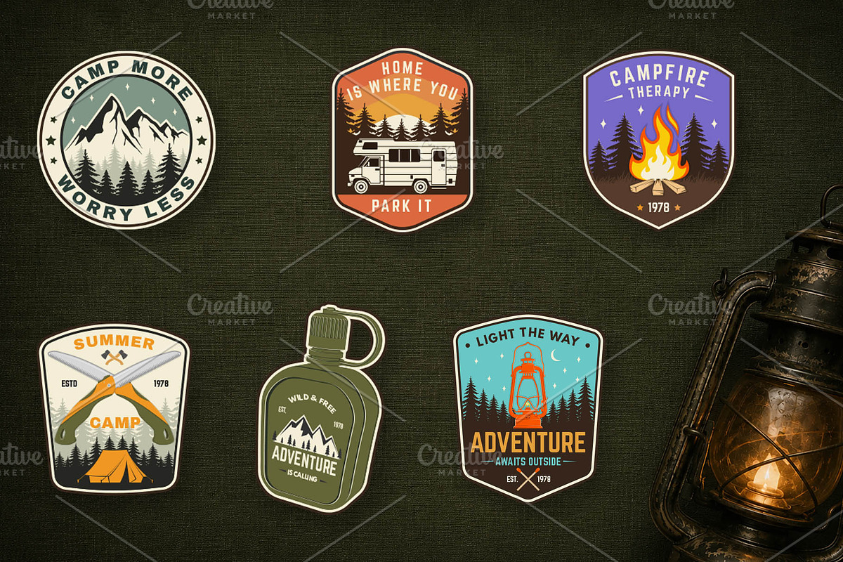 12 Retro Outdoor Adventure Badges, an Object Graphic by sivVector (Photo 2 of 3)