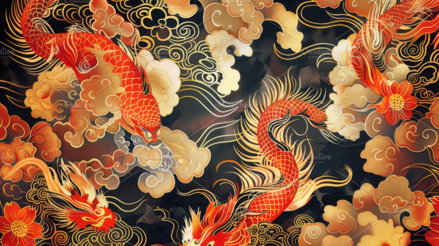Asian fabric pattern, an Arts & Entertainment Photo by Handmadefont