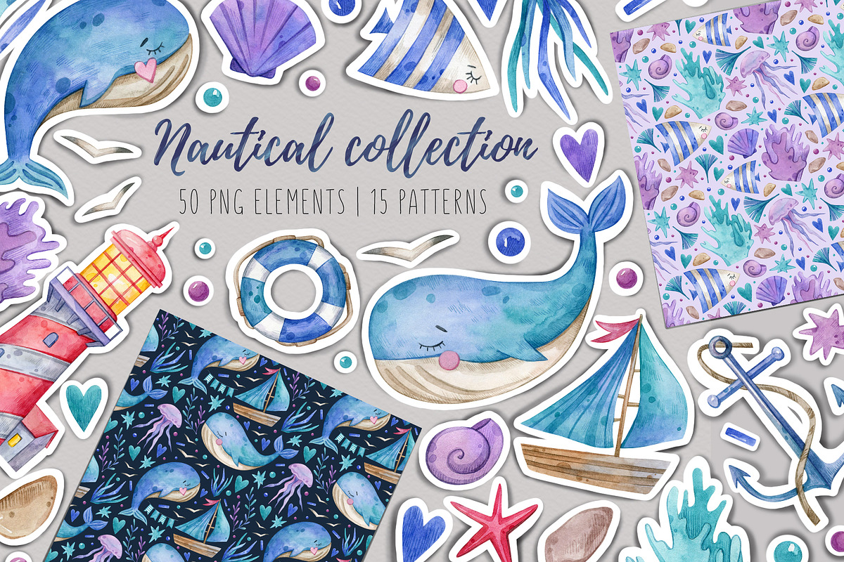 Nautical Collection | 65 elements, an Animal Illustration by Aquarellka (Photo 1 of 7)