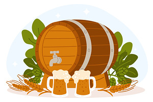 Large wooden beer barrel, a Food Illustration by Vectorbuum