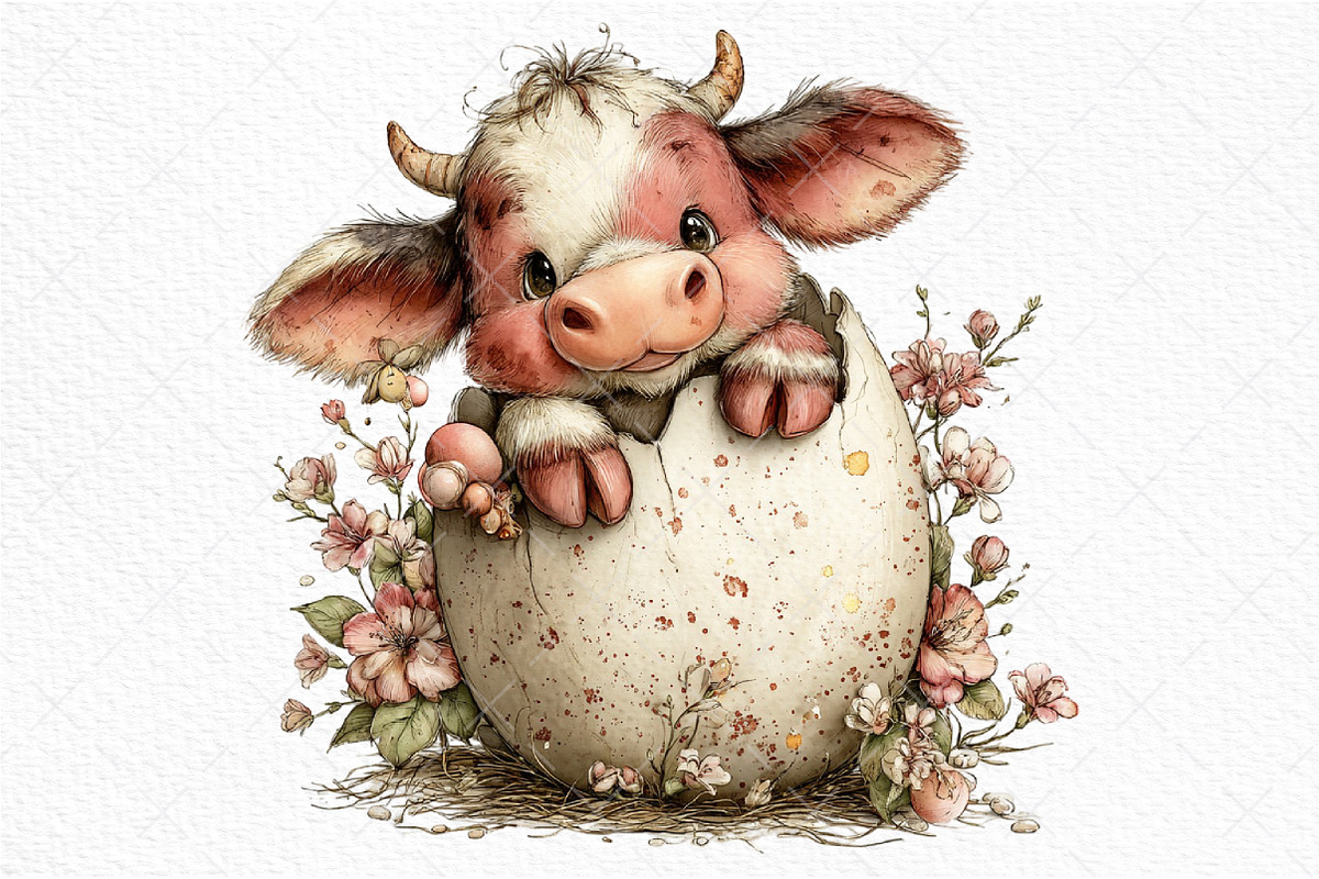 Whimsical Easter Cow Clipart Png, an Illustration by Craft Nest (Photo 9 of 11)